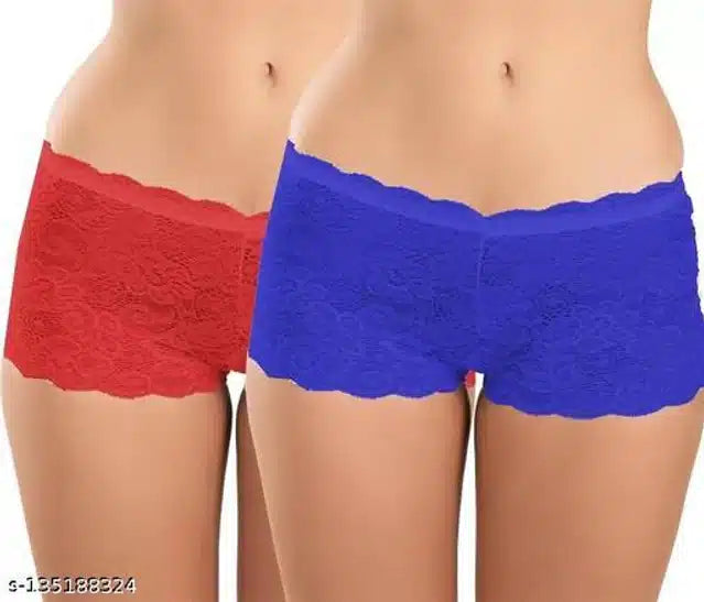 Net Briefs for Women (Red & Blue, XS) (Set of 2)